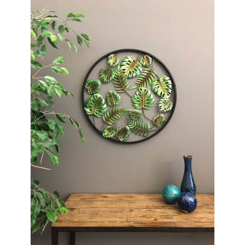 Bay Isle Home Metal Circle 3 Dimensional Palm Leaves Tropical Wall